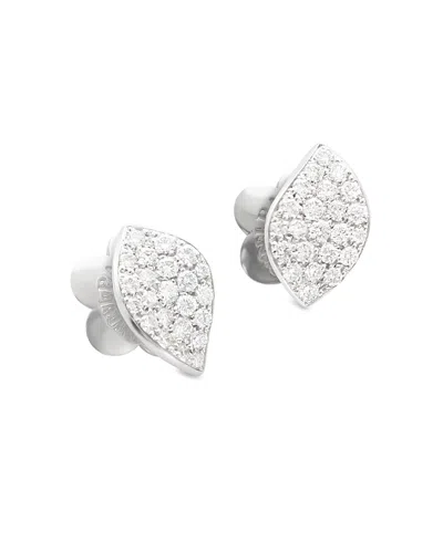 Pasquale Bruni 18k White Gold Petit Garden Diamond Pave Petal Stud Earrings, 0.40 Tcw In Metallic