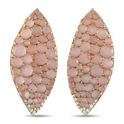 Pasquale Bruni 18k Yellow Gold 0.73ct Diamond And Pink Quartz Earrings Pb15-050225