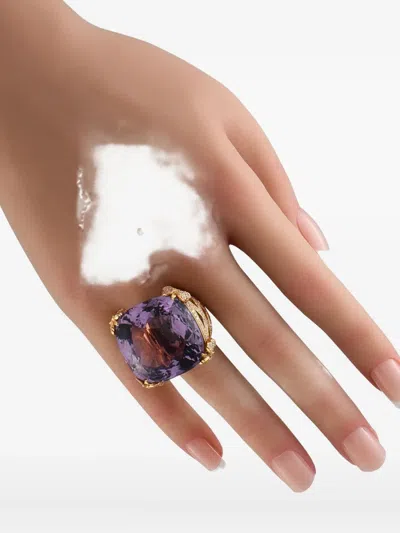 Pre-owned Pasquale Bruni 18k Yellow Gold Diamond And Amethyst Ring