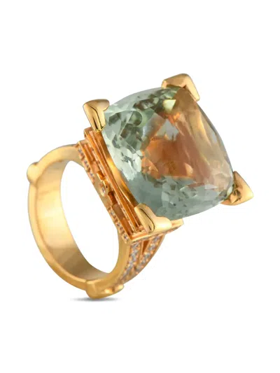 Pre-owned Pasquale Bruni 18k Yellow Gold Eiffel Tower Diamond And Beryll Ring