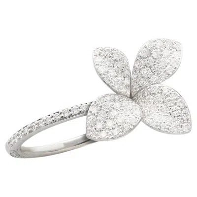 Pre-owned Pasquale Bruni 18kt White Gold Leaf Flower Pave Diamond Ring