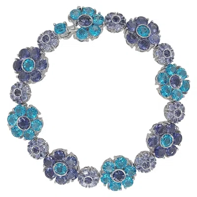 Pre-owned Pasquale Bruni 18kt White Gold  Multistone Topaz Floral Tennis Bracelet