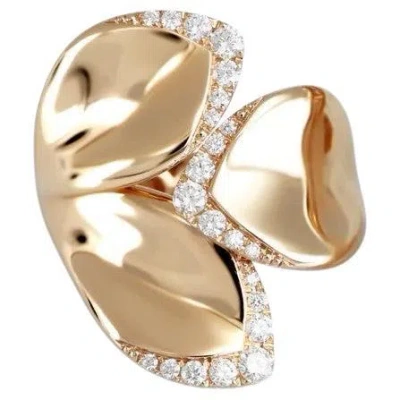 Pre-owned Pasquale Bruni 3 Leaves Pink Gold Ring With Diamond Details