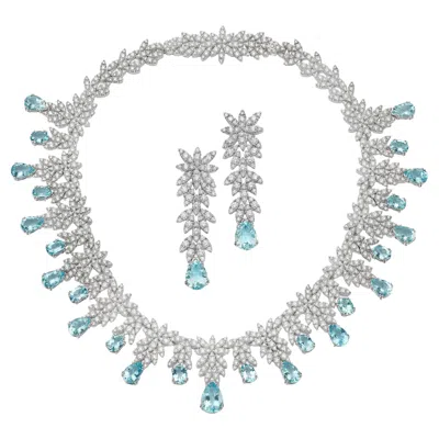 Pre-owned Pasquale Bruni Diamond & Aquamarine Suite In Multi