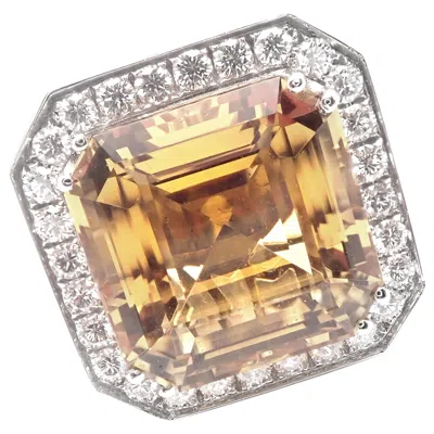 Pre-owned Pasquale Bruni Diamond Citrine Large White Gold Ring