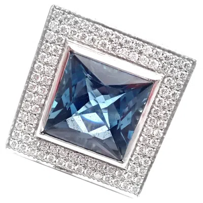 Pre-owned Pasquale Bruni Diamond London Blue Topaz Large White Gold Ring