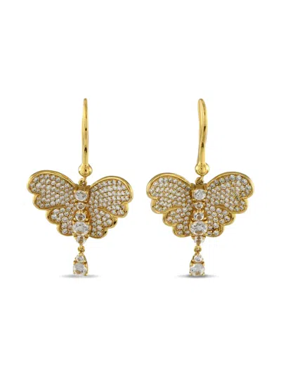 Pre-owned Pasquale Bruni Eighteen Karat Gold Diamond Butterfly Earrings In Yellow
