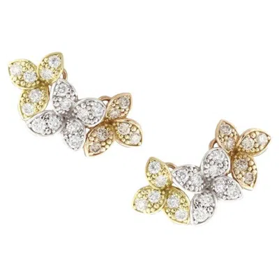 Pre-owned Pasquale Bruni Flower Earrings In 18kt Tricolor Gold In Multi