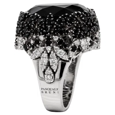 Pre-owned Pasquale Bruni 'ghirlanda' Onyx, Black Spinel And Diamond 18k White Gold Ring