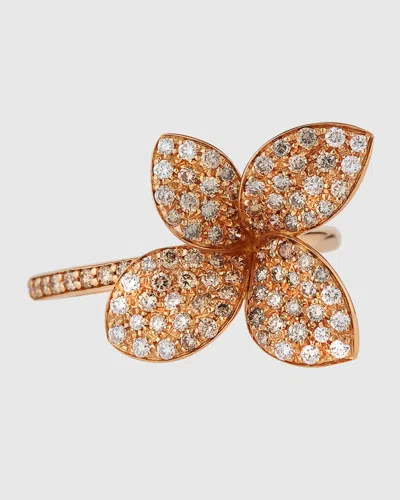Pasquale Bruni Giardini Segreti Petite Flower Ring With Diamonds In 18k Rose Gold In Mu.ti