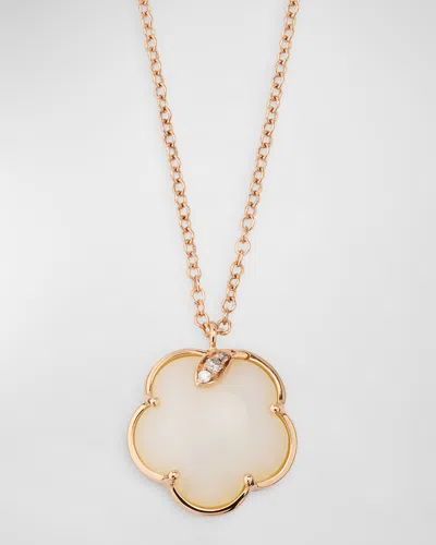 Pasquale Bruni Petit Joli 18k Rose Gold Pendant Necklace With Mother-of-pearl And Diamonds In White Agate
