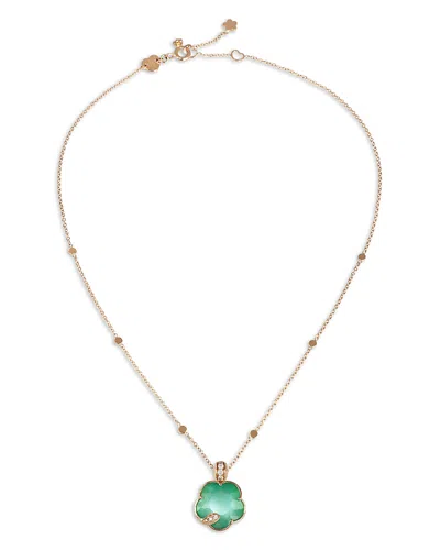 Pasquale Bruni Petit Joli Lunaire 18k Rose Gold Lunar Garden Gem Necklace With Diamonds, 0.12 Ct. T. W. In Green/pink