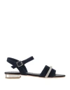 Pasquini Lucca Woman Sandals Navy Blue Size 7 Leather In Navy Blue