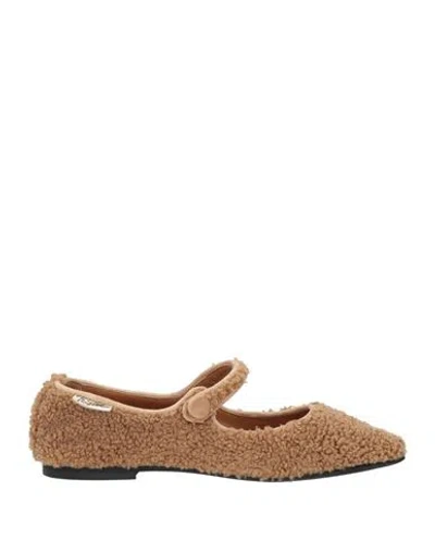 Passion Blanche Woman Ballet Flats Camel Size 10 Textile Fibers In Beige