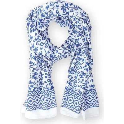 Passion Lilie Bright Blue Abstract Scarf