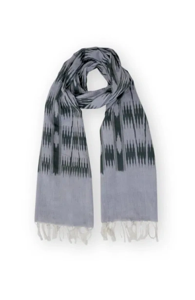 Passion Lilie Light Blue & Olive Banded Stripes Scarf