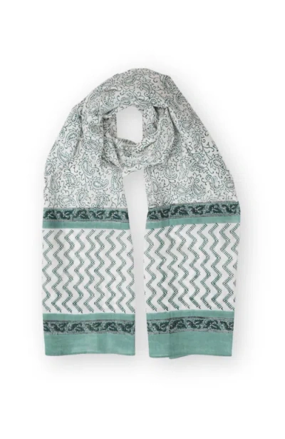 Passion Lilie Mint Paisley Scarf In Metallic