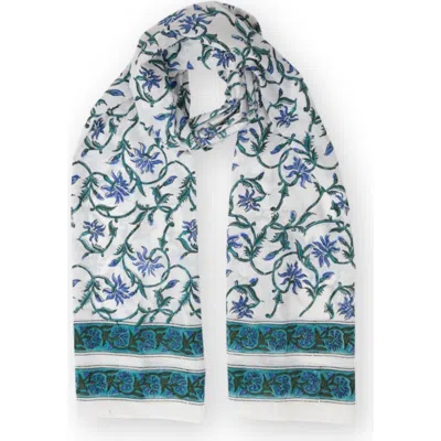 Passion Lilie Vintage Floral Scarf In Green