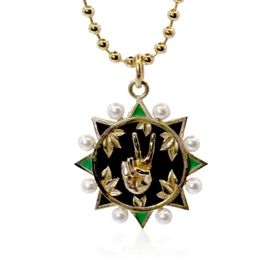 Passionate Protest Collection Women's Black / Green Pearls Of Peace - Pendant In Multi