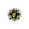 Passionate Protest Collection Women's Black / Green Pearls Of Peace - Pin In Multi