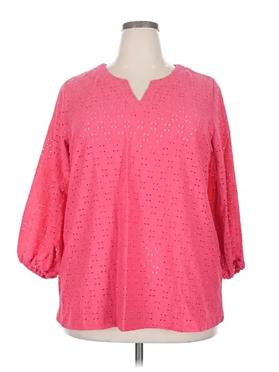 Pre-owned Passport 3/4 Sleeve Blouse In Pink