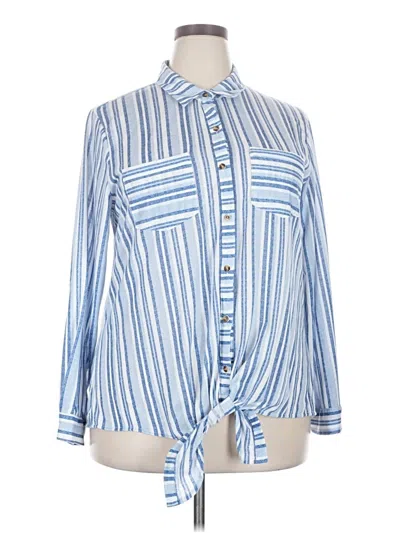 Pre-owned Passport Long Sleeve Blouse In Blue
