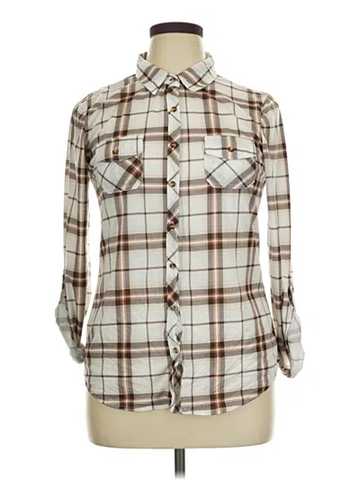 Pre-owned Passport Long Sleeve Blouse In Brown