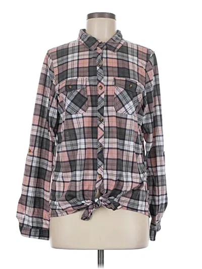 Pre-owned Passport Long Sleeve Blouse In Gray