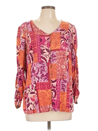Pre-owned Passport Long Sleeve Blouse In Orange