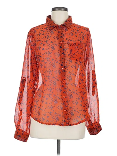 Pre-owned Passport Long Sleeve Blouse In Orange