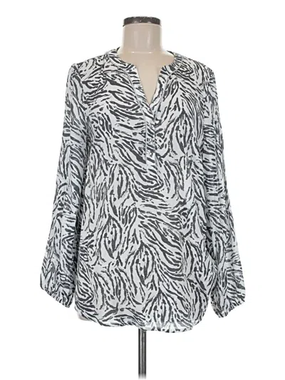 Pre-owned Passport Long Sleeve Blouse In Silver