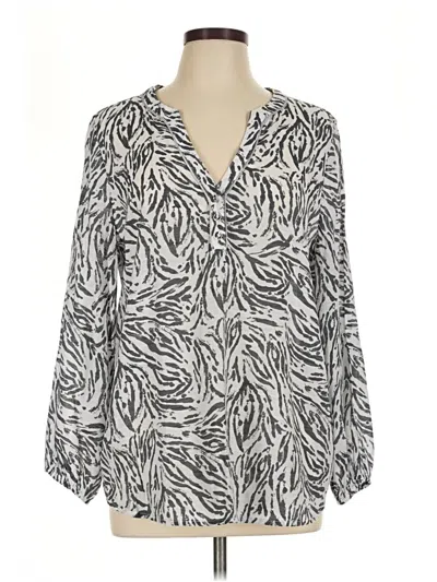 Pre-owned Passport Long Sleeve Blouse In Silver