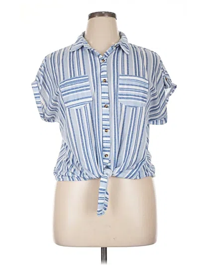 Pre-owned Passport Short Sleeve Blouse In Blue