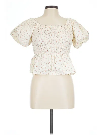 Pre-owned Passport Short Sleeve Blouse In Ivory