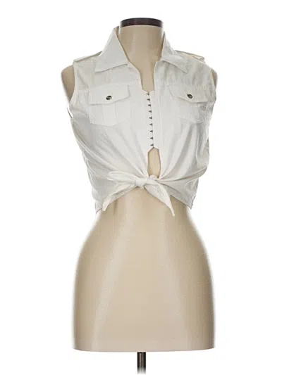 Pre-owned Passport Sleeveless Button Down Shirt In White