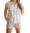 Pastel Design Striped Top In Cream
