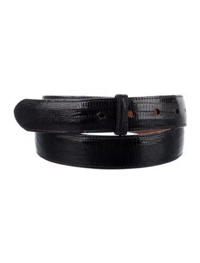 Pre-owned Pat Areias Lizard Belt In Black