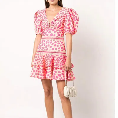 Pat Bo Bossa Lace Trim Puff Sleeve Layered Mini Dress In Pink