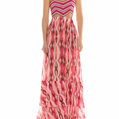 Pat Bo Crochet Top Tiered Bottom Maxi Dress In Pink