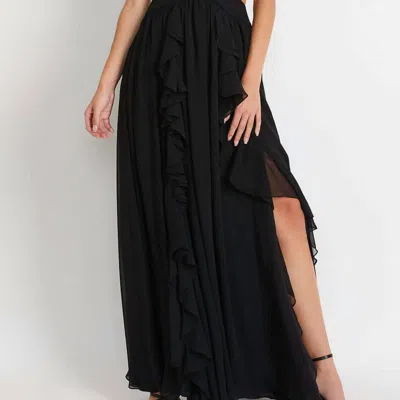 Pat Bo Flutter Sleeve Maxi Dress In Black