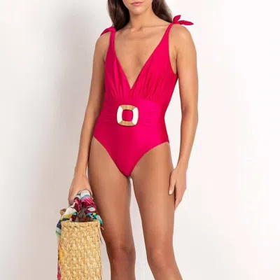 Pat Bo Plunge Belted One Piece In Pink