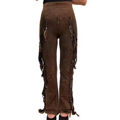 Pat Dahnke Chap Full Fringe And Feathers Pants In Brown