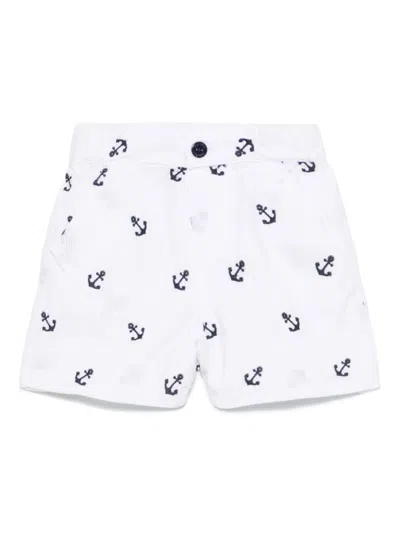 Patachou Babies' Anchor-embroidered Shorts In White