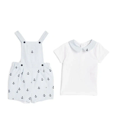 Patachou Anchor Print Shirt And Dungarees Set (3-24 Months) In Blue