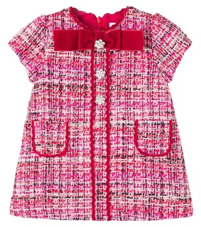 Patachou Baby Bow-detail Tweed Dress In Pink