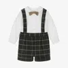 Patachou Baby Boys White & Grey Cotton Shortie In Grey