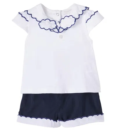 Patachou Baby Cotton-blend Top And Shorts Set In White