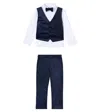 Patachou Baby Cotton Shirt And Velvet Pants Set In Blue