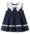 Patachou Baby Cruise Pleated Cotton Dress In Blue