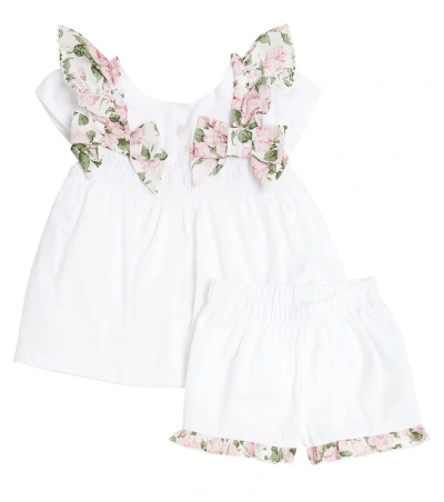 Patachou Baby Floral Bow-detail Top And Shorts Set In White